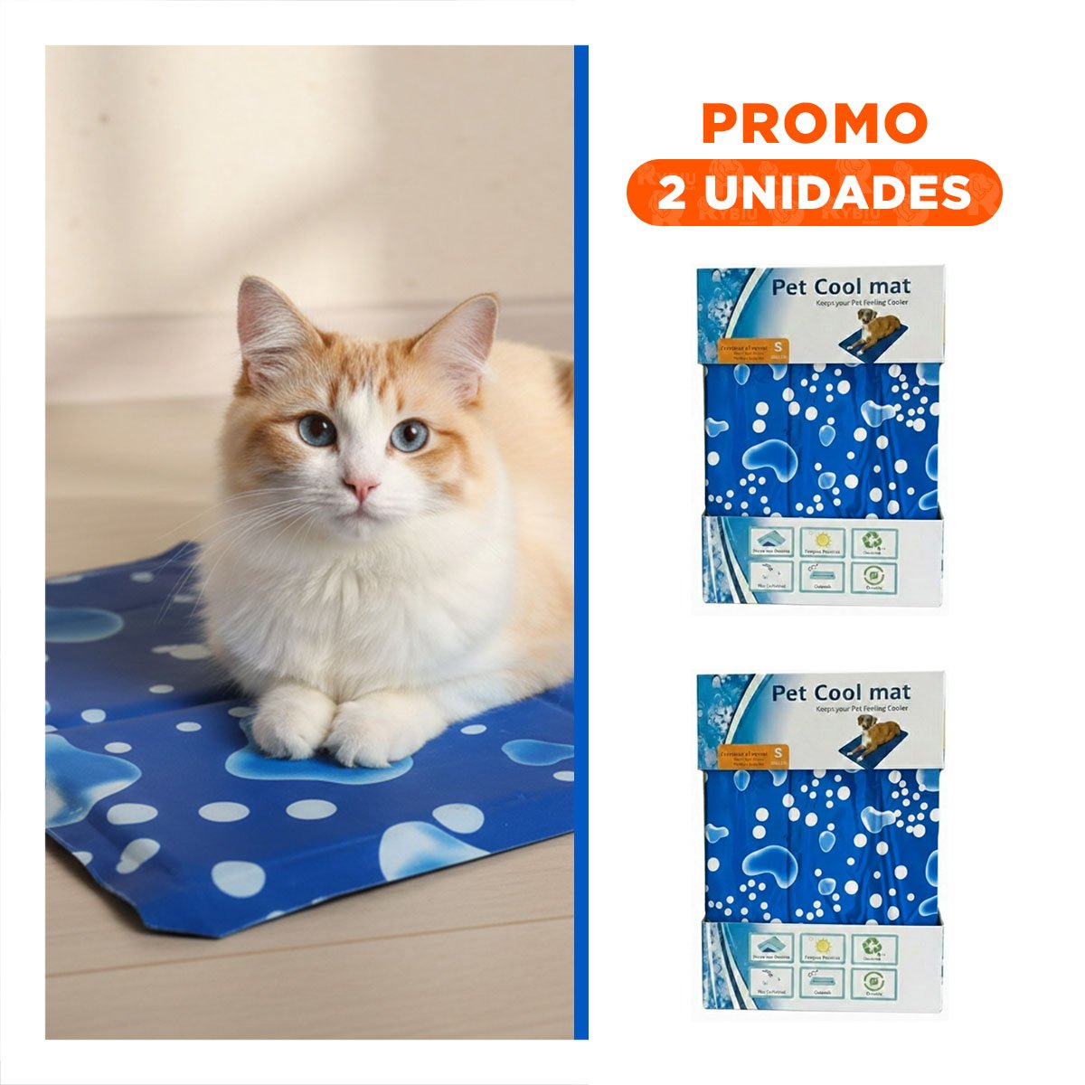 PACK2 COLCHONETA GEL ENFRIAMIENTO PORTATIL LIGERA 30X40CM S AZUL BURBUJA YREGALO STICKER - 1