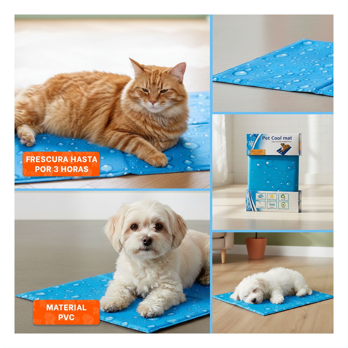 ALFOMBRA REFRESCANTE ANTIESTRES PARA DESCANSO DIARIO MASCOTA S 30X40CM CELESTE - 2