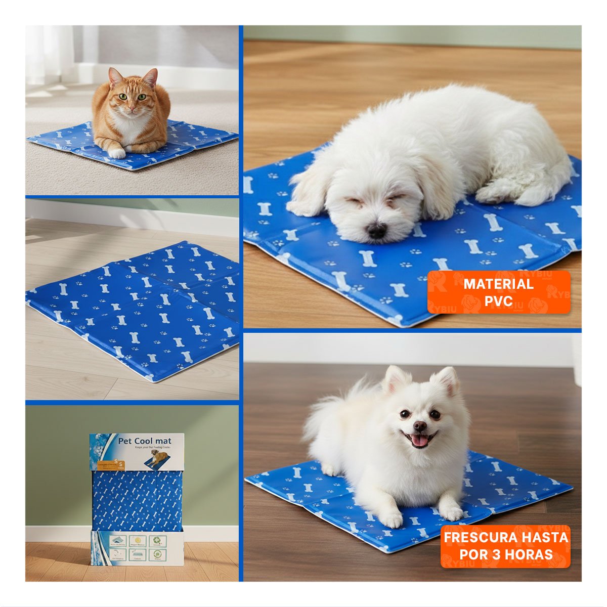 ALFOMBRA PORTATIL CON ACABADO HUESITOS DECORATIVO AZUL S YSTICKY - 2