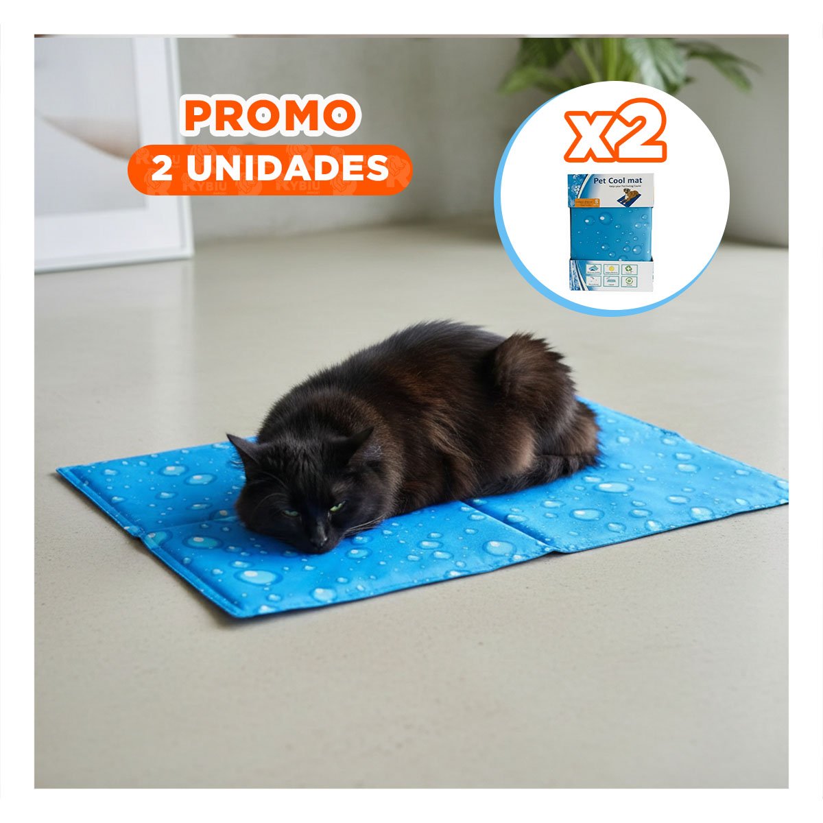PACK2 BASE FRIA ACOLCHADA PARA MASCOTA S 30X40CM CELESTE BURBUJAS CASA YPAPEL REGALO - 1