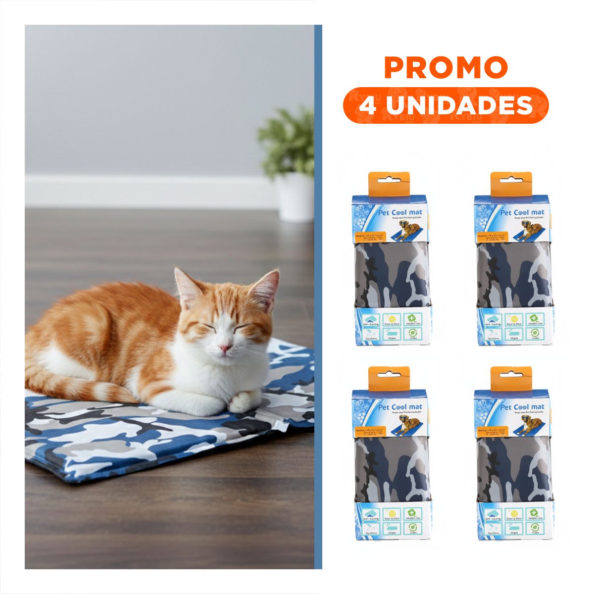 PACK4 BASE PORTATIL ANTICALOR PARA DESCANSO 30X40CM S MILITAR - 1