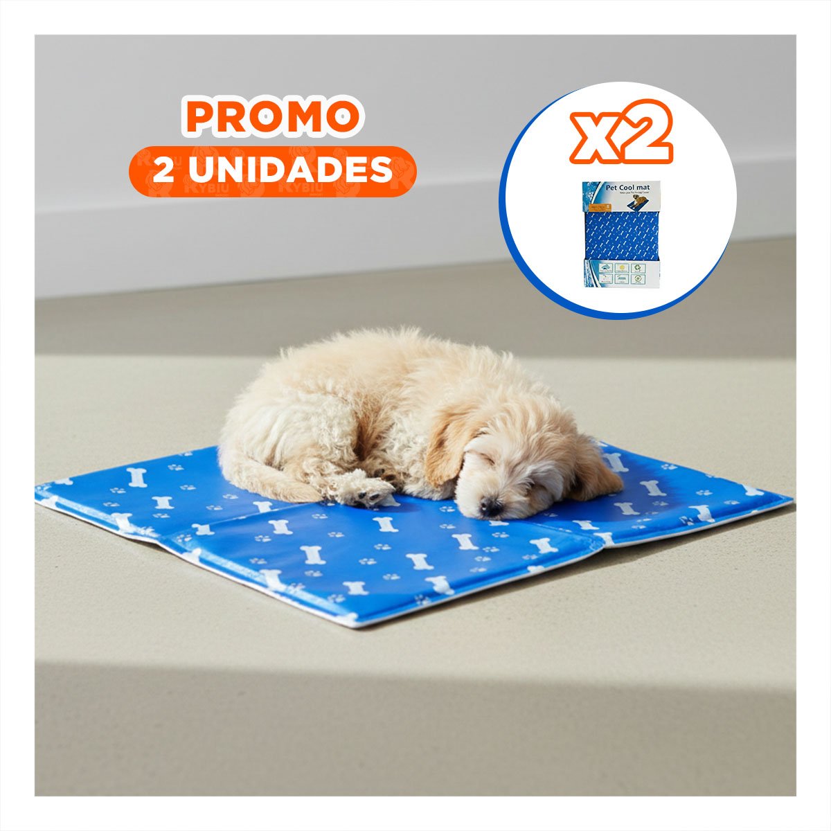 PACK2 DESCANSO FRIO ACOLCHADO PARA TEMPORADA CALIDA ESTILO HUESITOS AZUL S - 1