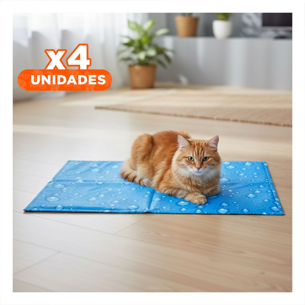 PACK4 BASE PORTATIL REFRESCANTE PARA MASCOTA S 30X40CM CELESTE BURBUJAS YPAPEL REGALO - 1