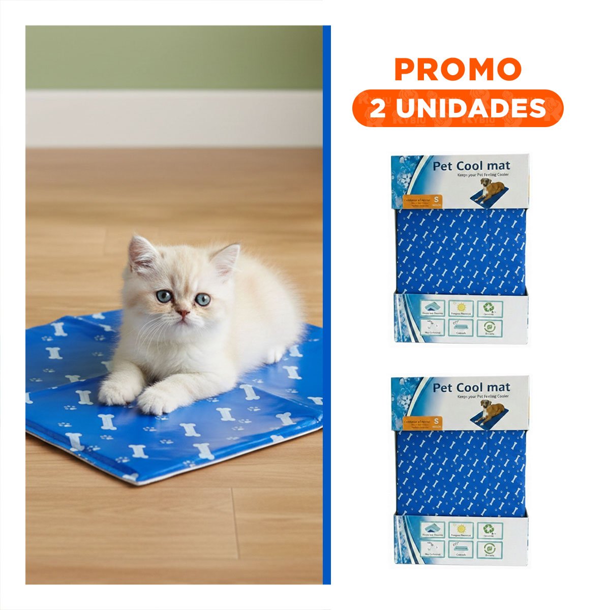 PACK2 DESCANSO GEL ENFRIAMIENTO USO DIARIO ESTILO HUESITOS AZUL S YREGALO STICKER - 1