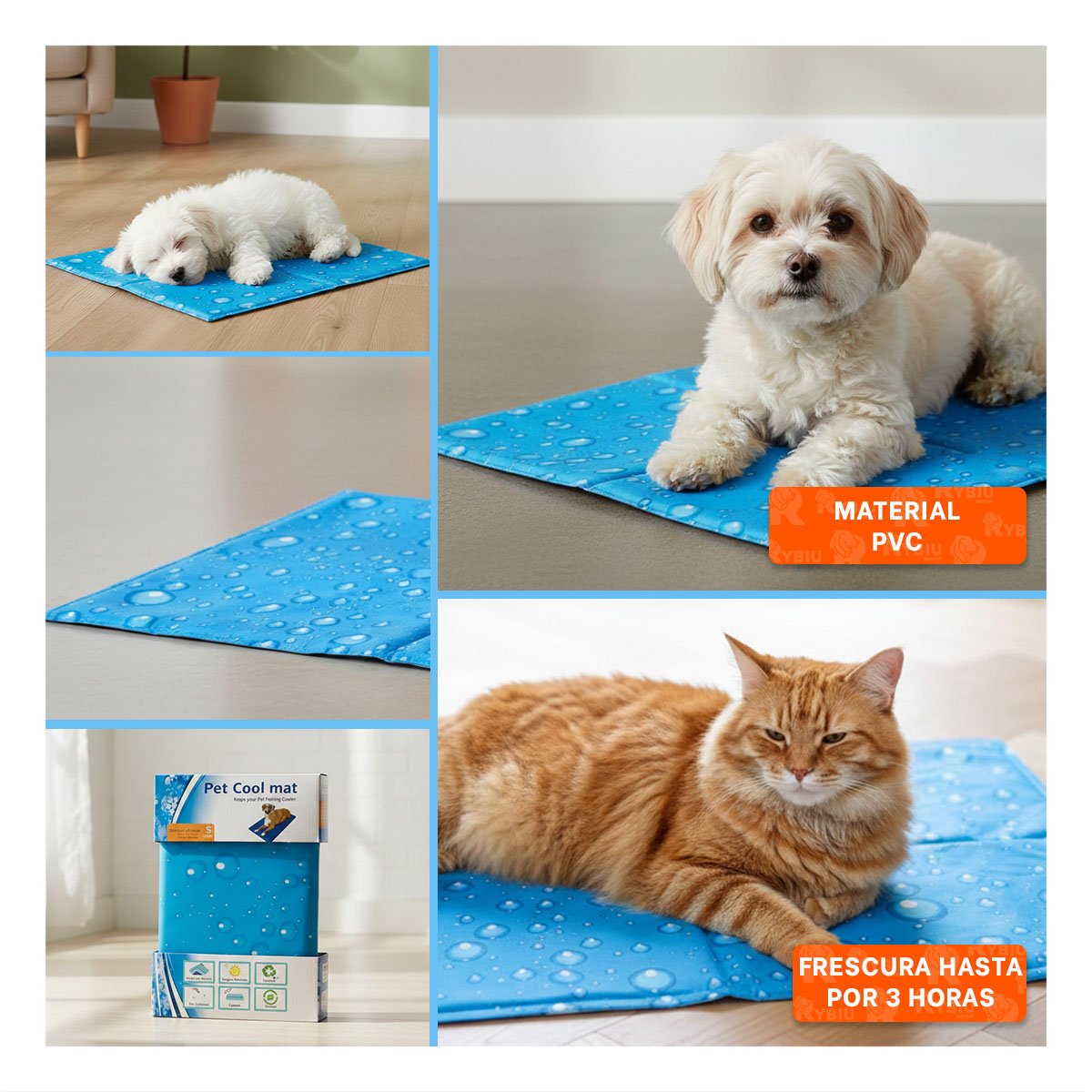 ALFOMBRA FRIA CON DISENO BURBUJA SUAVE AL TACTO MASCOTA S 30X40CM CELESTE YPAPEL REGALO - 3
