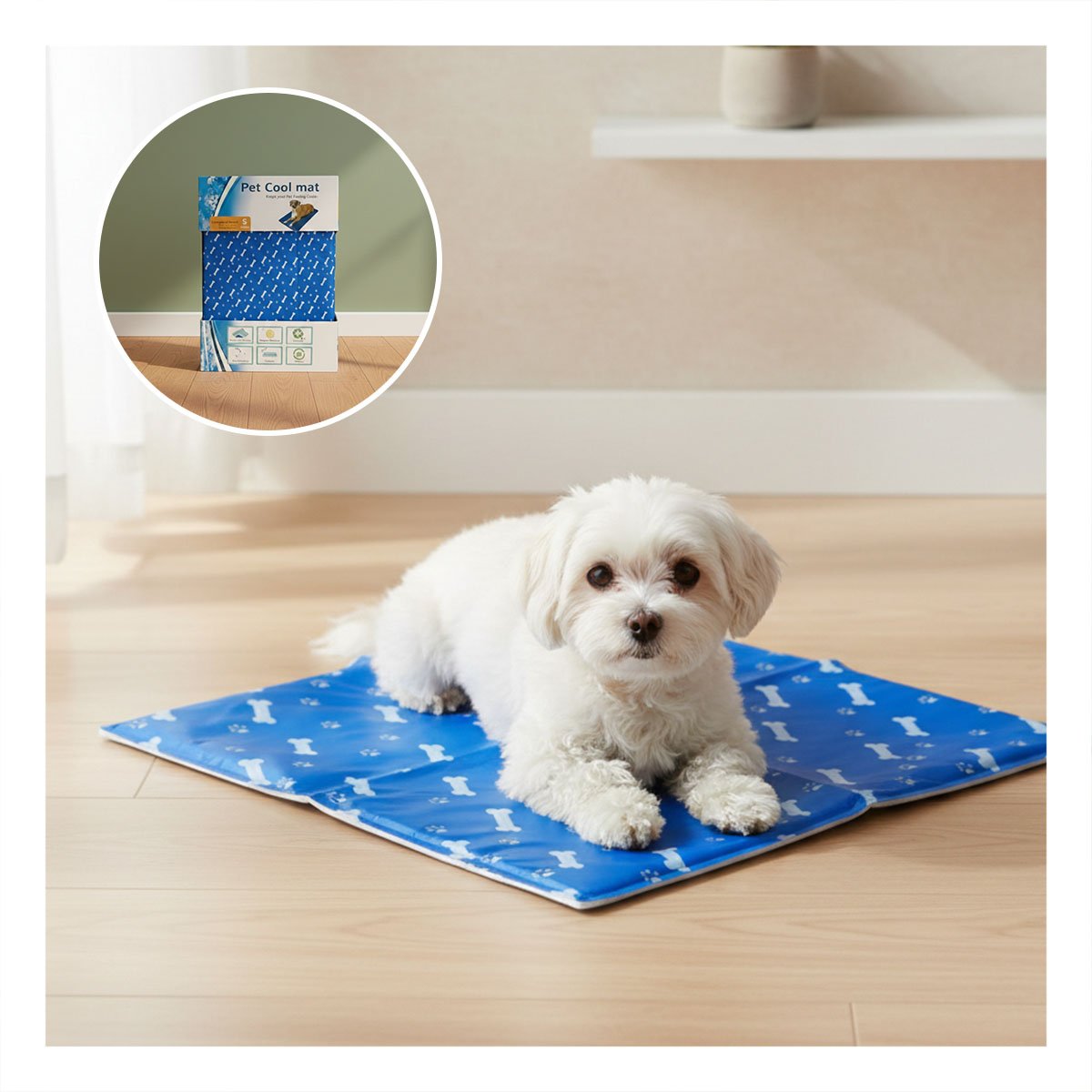ALFOMBRA FRIA ACOLCHADA CON RELIEVE HUESITOS ESTILO HUESITOS AZUL S YPAPEL REGALO - 2