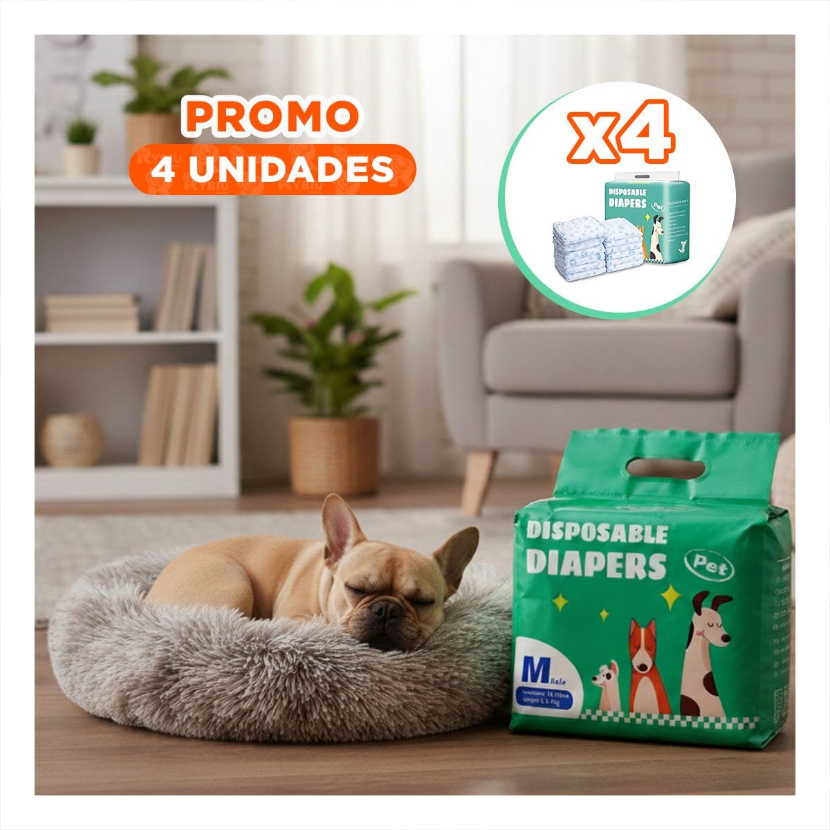 PACK4 PROTECCION PARA MASCOTAS CON AJUSTE SEGURO MASCOTA MACHO M VERDE YREGALO STICKER - 1