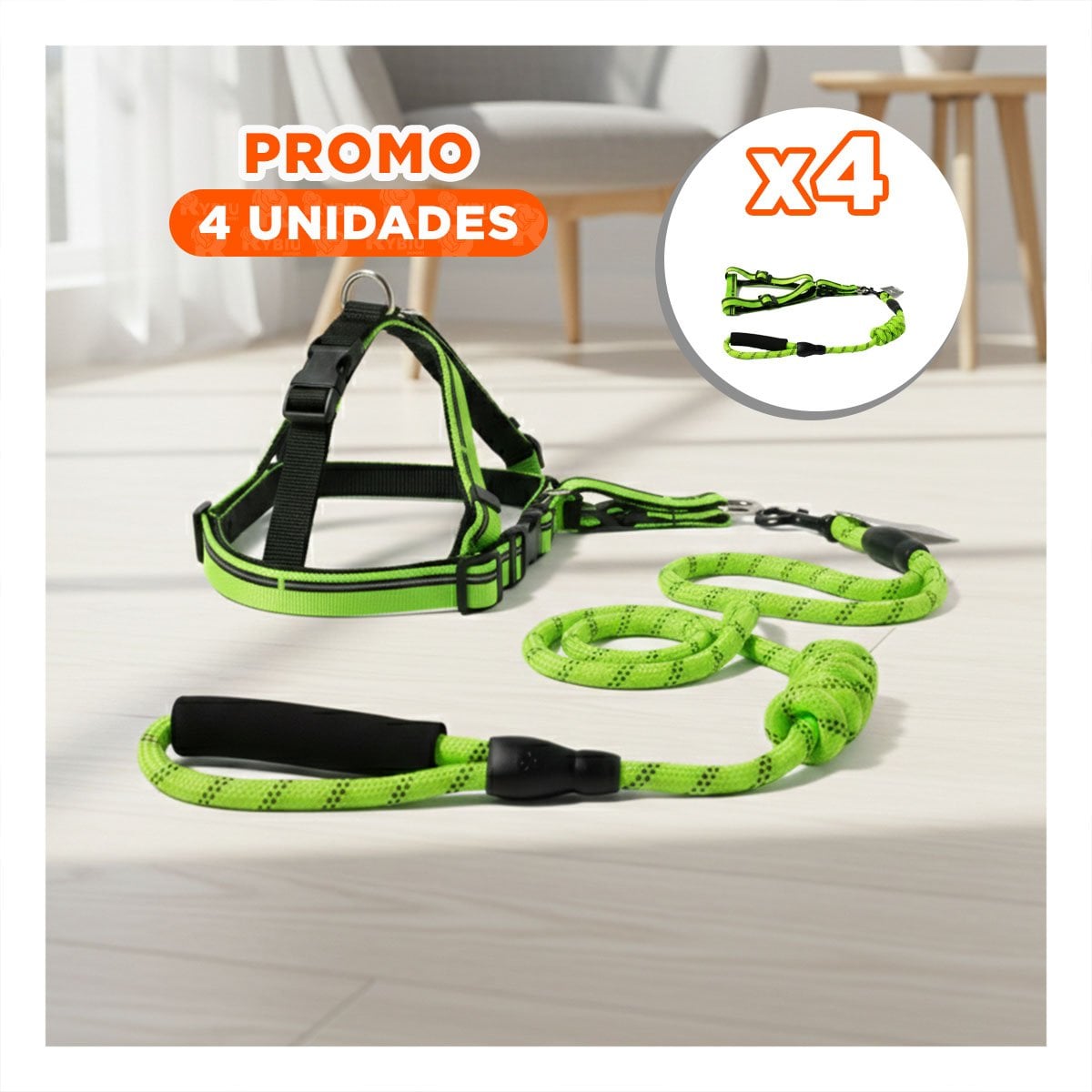 PACK4 SOPORTE DE CAMINATA CON ARNES LIGERO 120 CM VERDE YPAPEL REGALO - 1