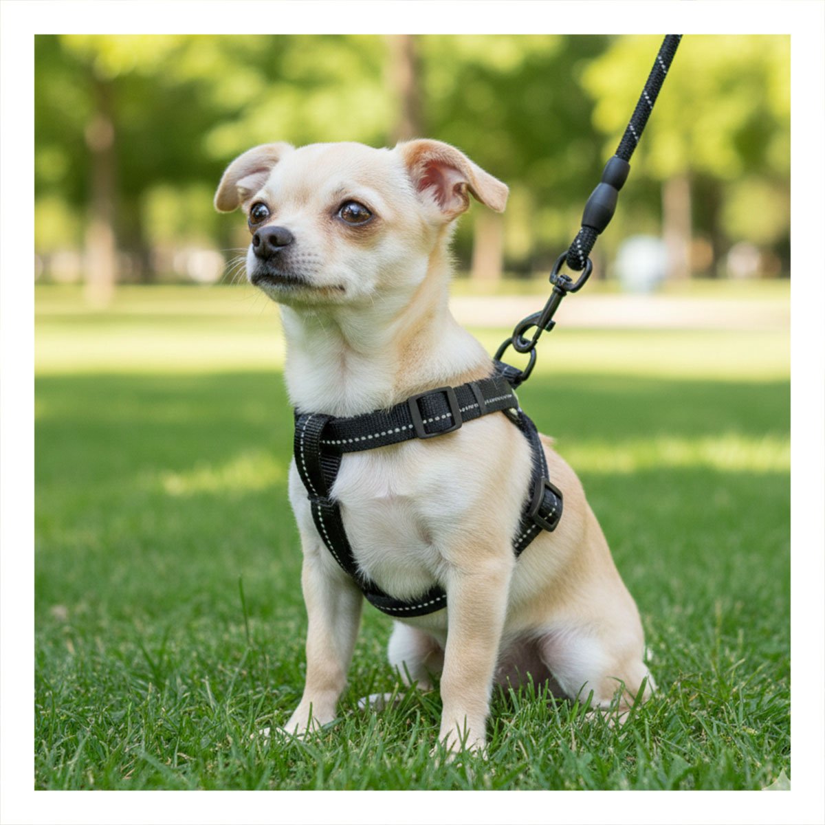 ARNES CON SOGA PARA CAMINATAS SEGURAS MASCOTA NEGRA 120CM NEGRO YPAPEL REGALO - 1