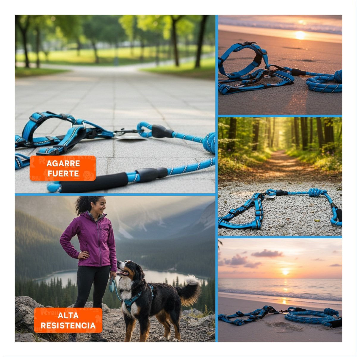 PACK2 IMPLEMENTO LIGERO CON PECHERA AJUSTABLE PARA MASCOTAS 120CM CELESTE YPAPEL REGALO - 3