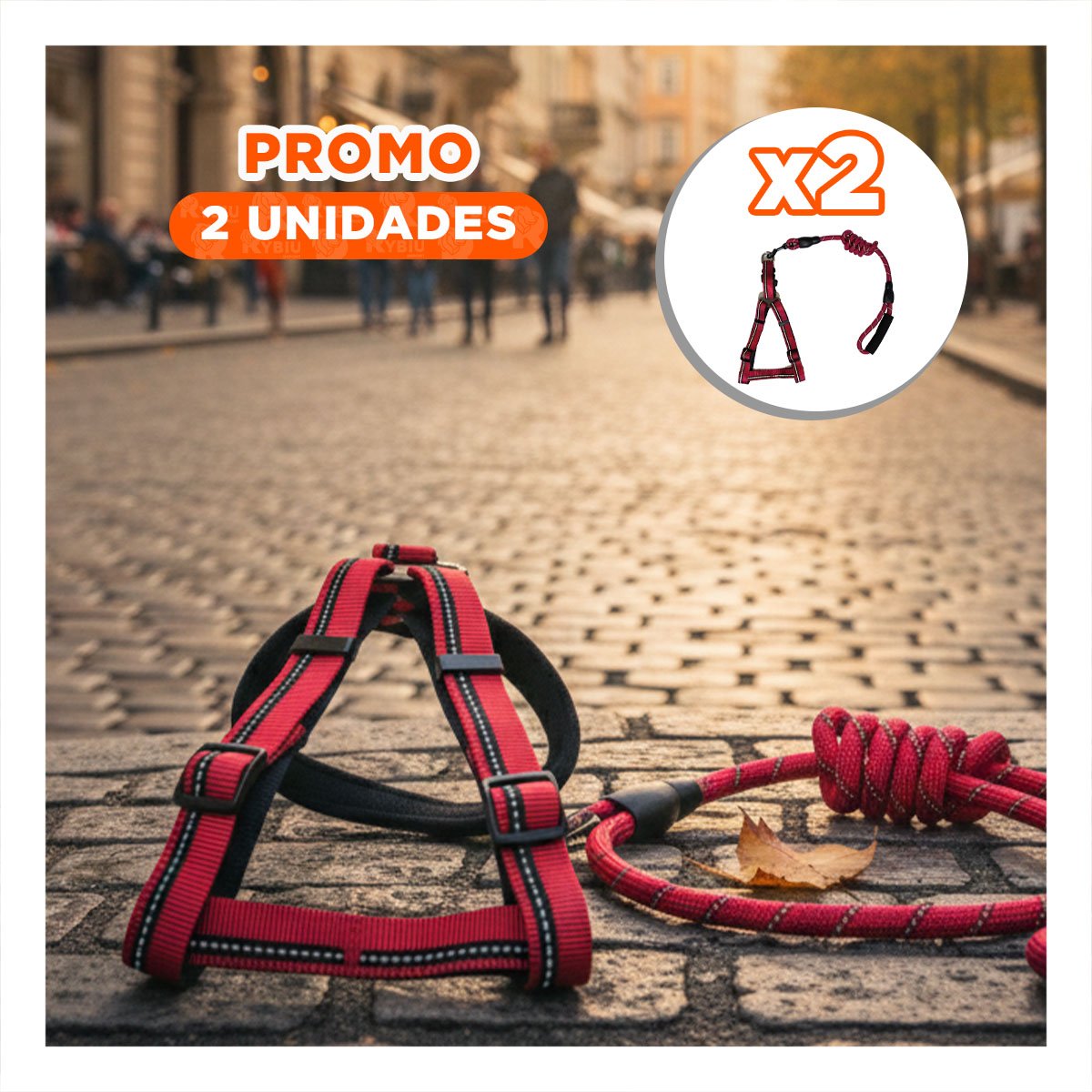PACK2 PECHERA AJUSTABLE CON SOGA PARA CONTROL DE MASCOTA 120CM ROJO - 1
