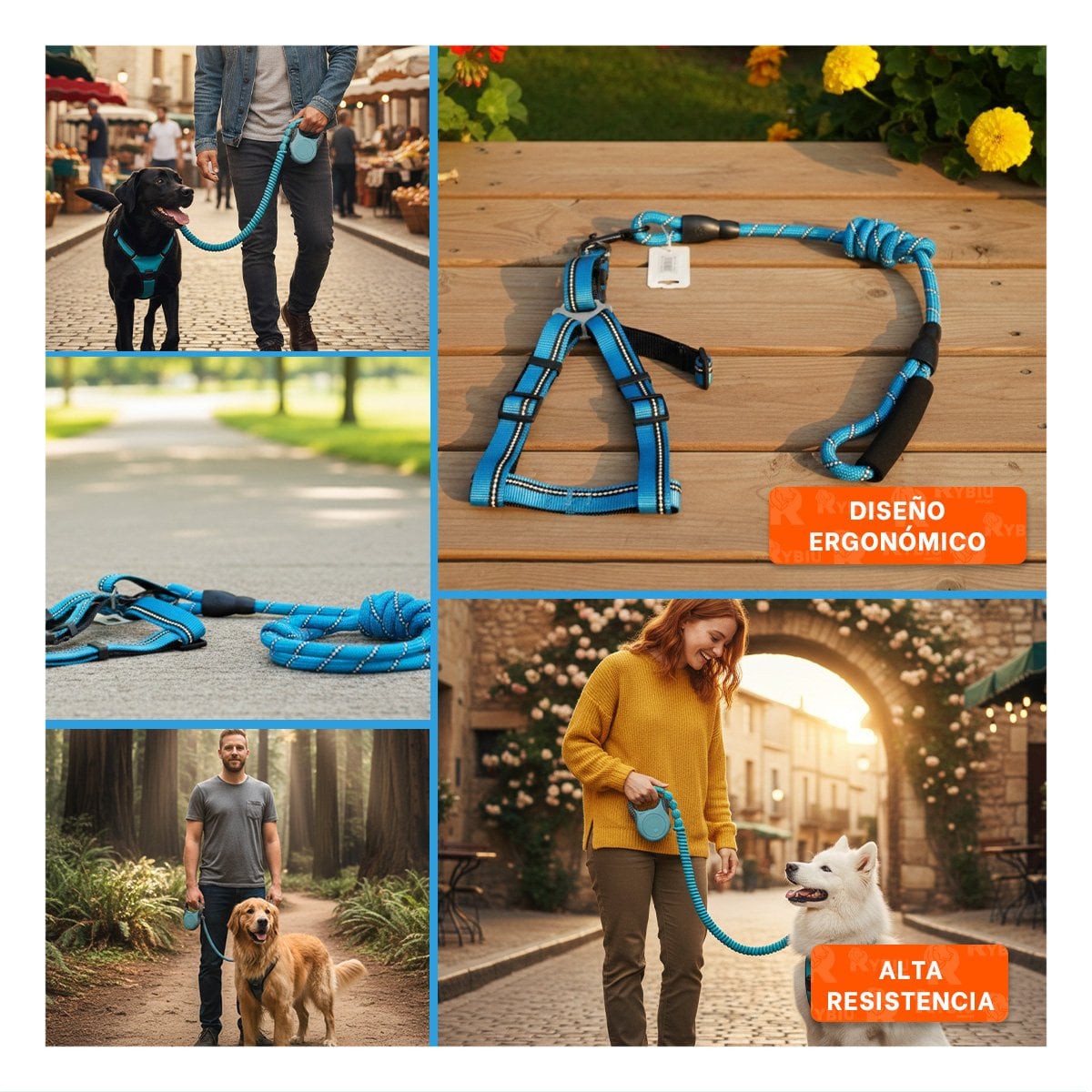 PECHERA CON AJUSTE ESTABLE Y COLOR ATRACTIVO PARA MASCOTAS 120CM CELESTE YSTICKY - 2