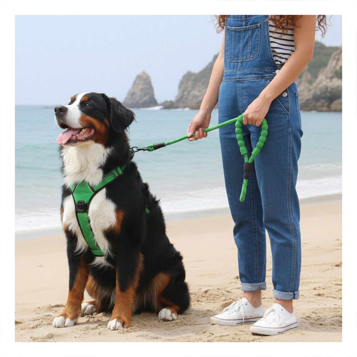 PACK2 SOPORTE DE PASEO CON ARNES Y CORREA 120 CM VERDE - 5