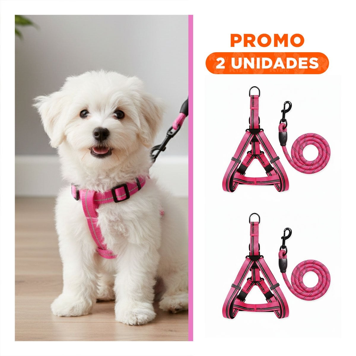 PACK2 CHALECO SUAVE Y RESISTENTE PARA MASCOTAS ACTIVAS 120CM ROSADO YREGALO STICKER - 1