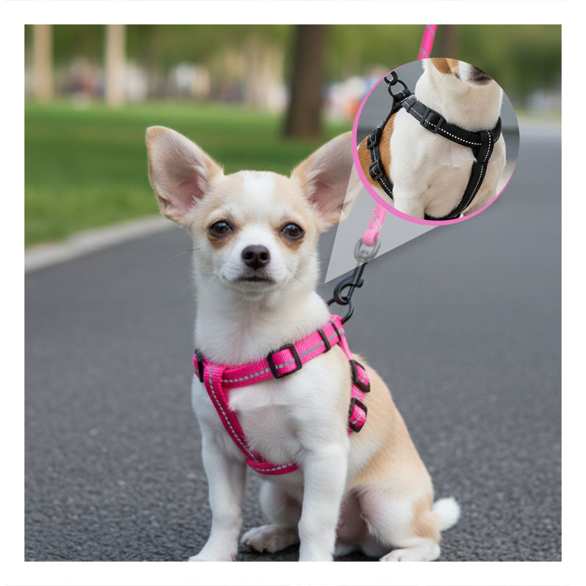 PACK2 CHALECO DE PASEO COMODO Y SEGURO PARA MASCOTAS 120CM ROSADO - 5