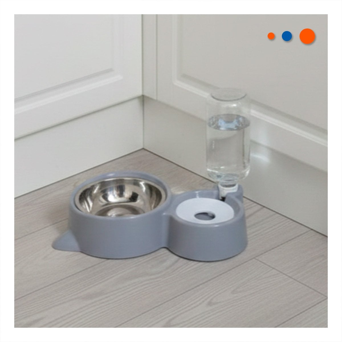 FUENTE ALIMENTADORA 2 EN 1 CON OREJITAS PARA MASCOTA EN HOGAR PLOMO YPAPEL REGALO - 1
