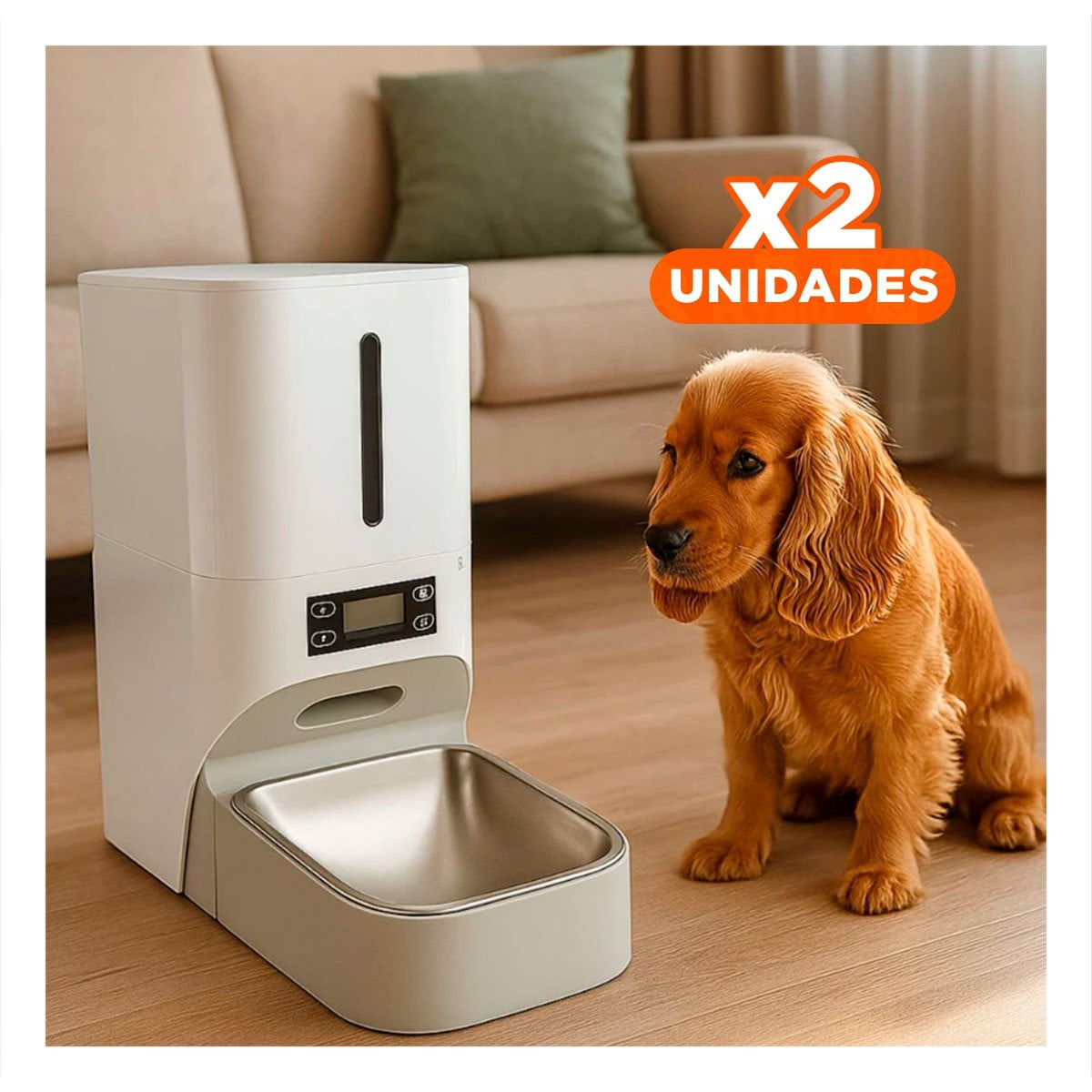 PACK2 EQUIPO PROGRAMABLE DE ALIMENTACION PARA MASCOTA BLANCO MODERNO - 1