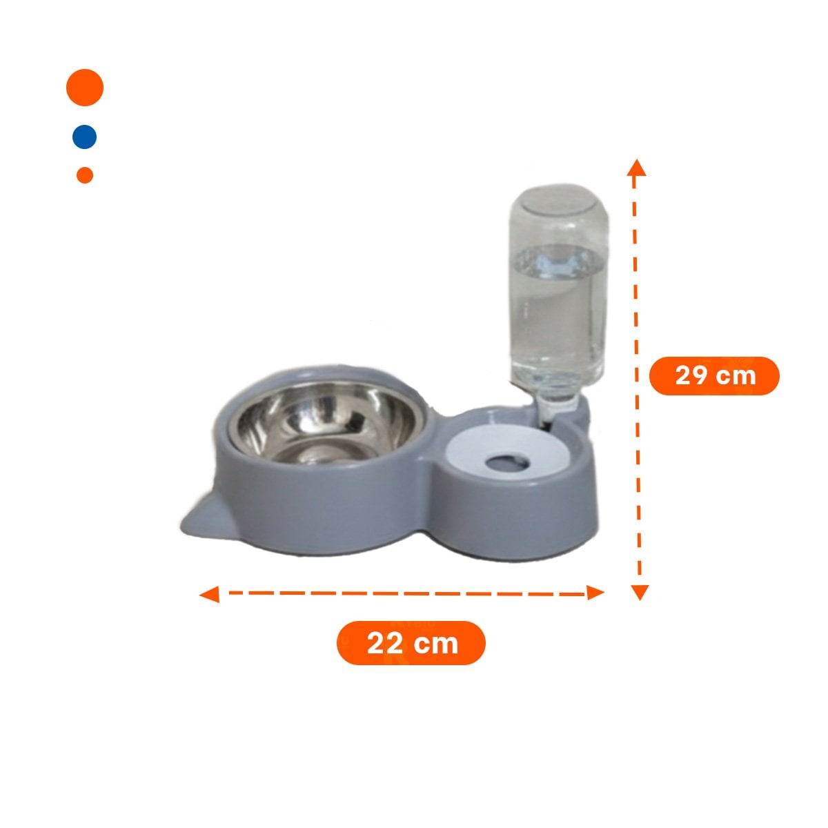 PACK4 ESTRUCTURA DE ALIMENTACION 2 EN 1 CON OREJITAS PARA MASCOTA PLOMO - 4