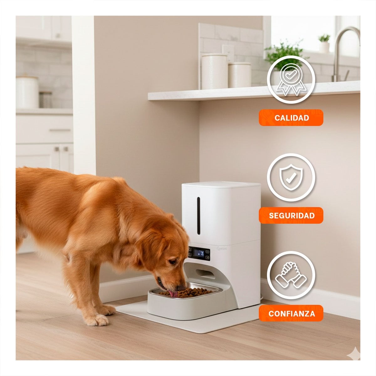 DISPENSADOR AUTOMATICO DE ALIMENTO PARA MASCOTA BLANCO MODERNO Y PRACTICO - 1
