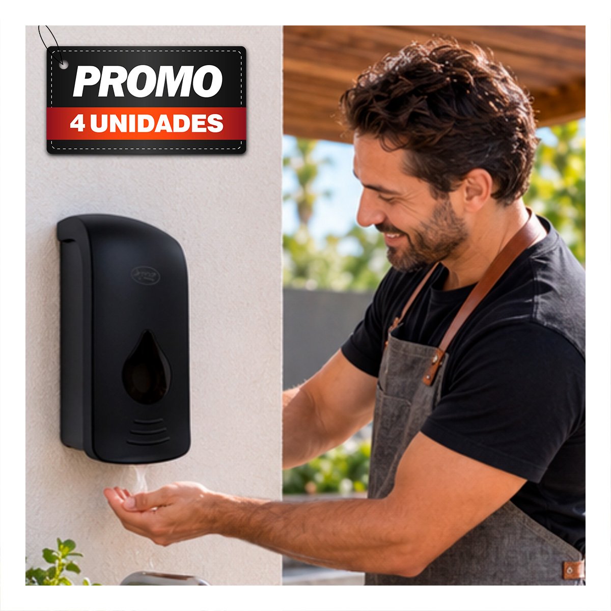 PACK4 DISPENSADOR DE GEL ANTIBACTERIAL DE PARED NEGRO PRACTICO PARA COCINA Y BANO - 1