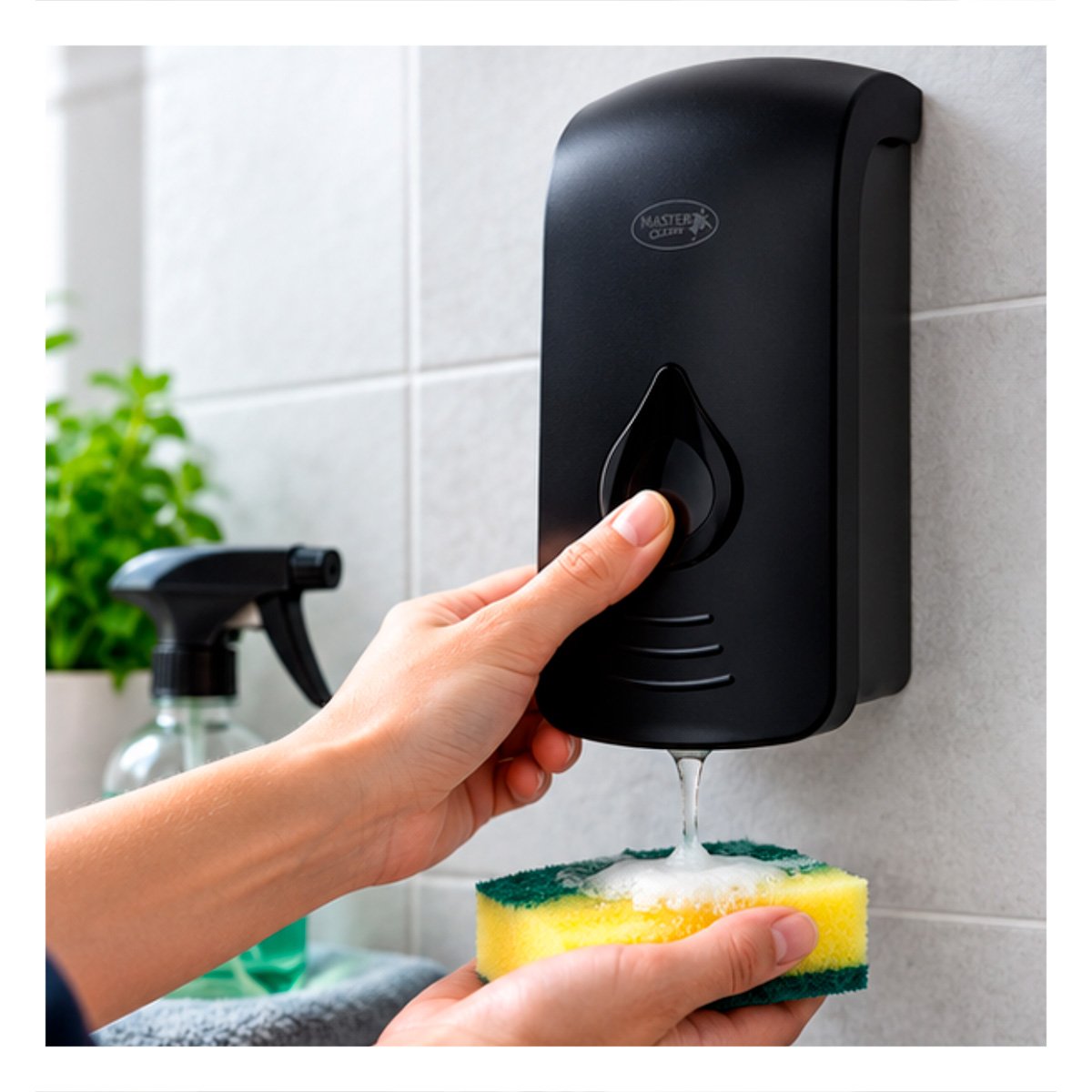 PACK4 DISPENSADOR DE GEL ANTIBACTERIAL DE PARED NEGRO PRACTICO PARA COCINA Y BANO - 3