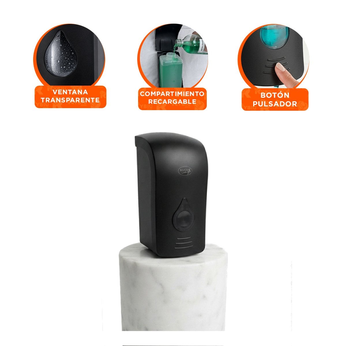 DISTRIBUIDOR DE LIQUIDOS DE PARED NEGRO RESISTENTE PARA BANO Y COCINA DIARIA Y REGALO STICKER - 4
