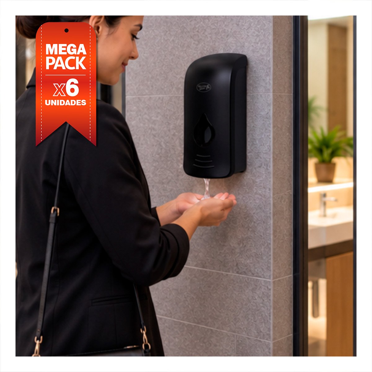 PACK6 DISTRIBUIDOR DE GEL ANTIBACTERIAL DE PARED NEGRO COMPACTO PARA COCINA YPAPEL REGALO - 1