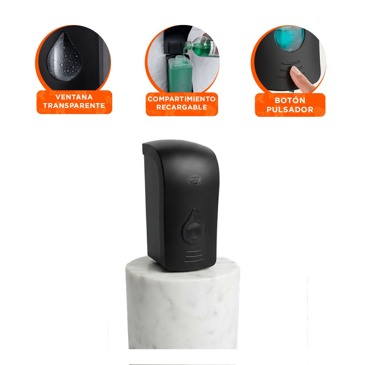 DISPENSADOR DE LIQUIDOS DE PARED NEGRO MODERNO PARA BANO Y COCINA PRACTICO - 4