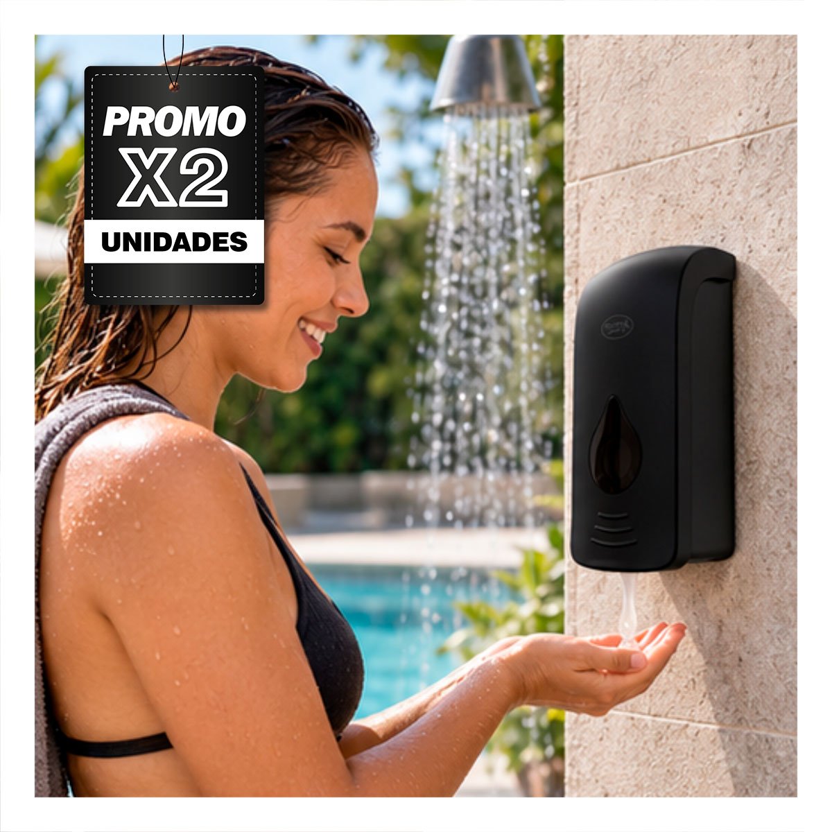 PACK2 PRACTICO DISPENSADOR DE JABON LIQUIDO DE PARED NEGRO PARA BANO Y COCINA DIARIA - 1