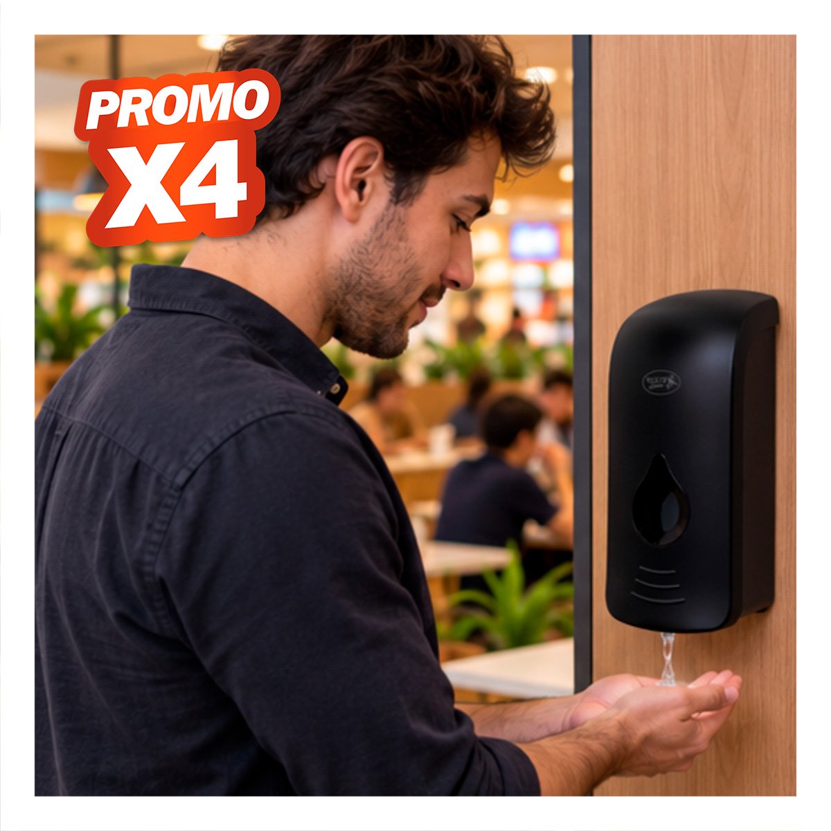 PACK4 MODERNO DISPENSADOR DE LIQUIDOS DE PARED NEGRO PARA BANO Y COCINA DEL HOGAR YPAPEL REGALO - 1