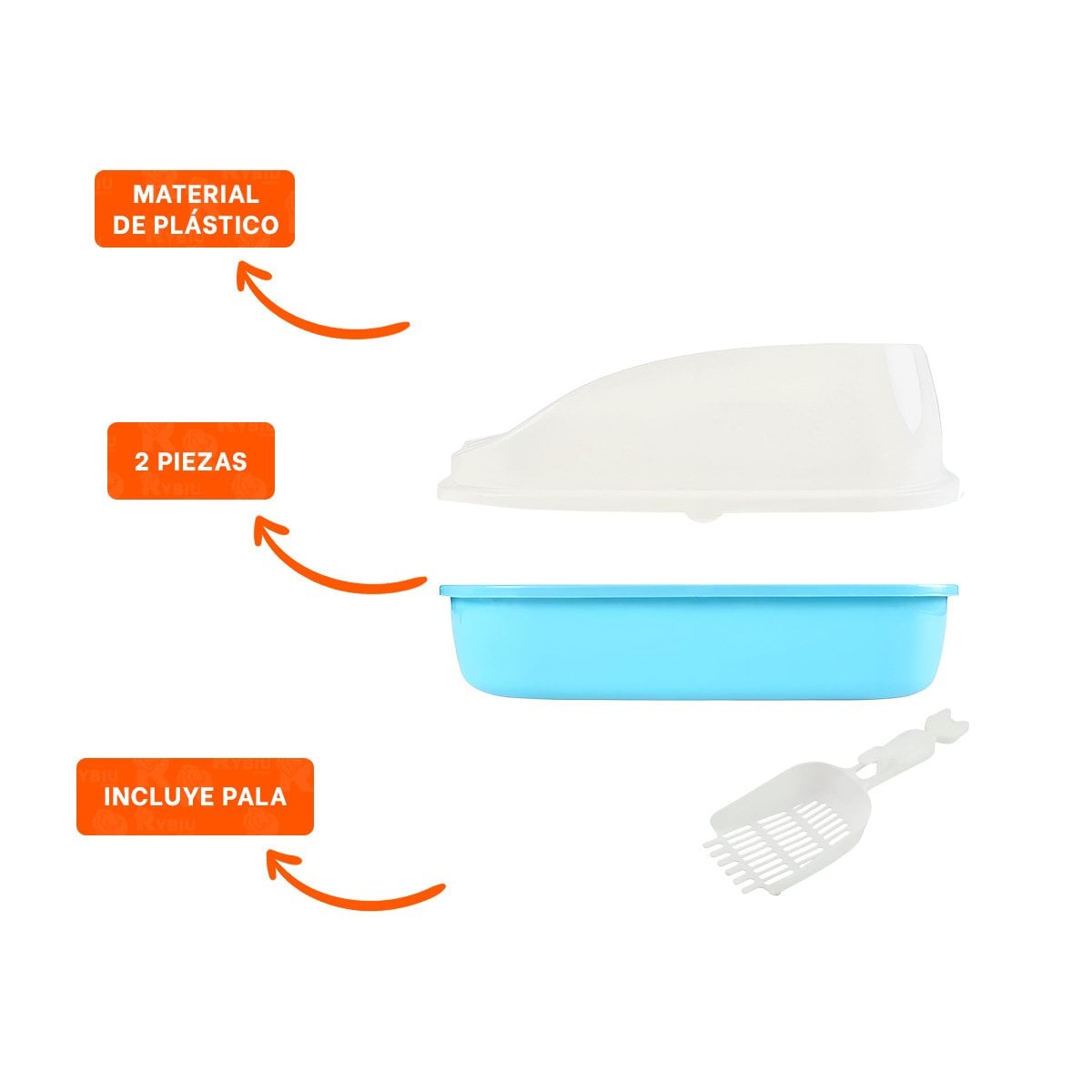 CAJA DE ARENA RESISTENTE Y FUNCIONAL 37,7X50X21CM CELESTE YSTICKY - 5