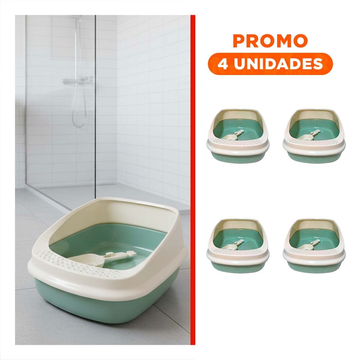PACK4 BANDEJA SANITARIA PRACTICA QUE FACILITA LIMPIEZA 37,7X50X21CM ROSADO - 1