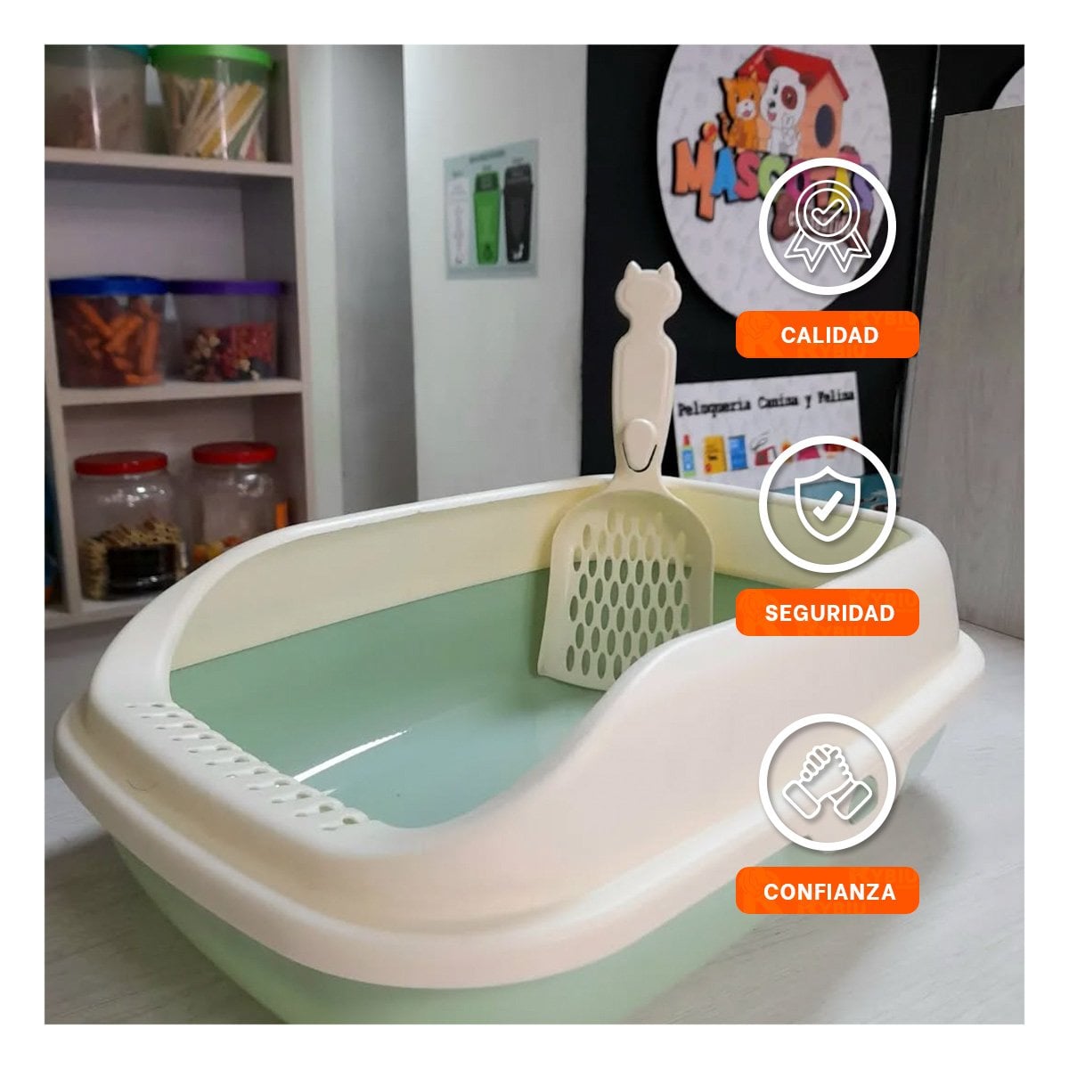 CAJA DE ARENA COMODA PARA USO DIARIO 37,7X50X21CM ROSADO YSTICKY - 3