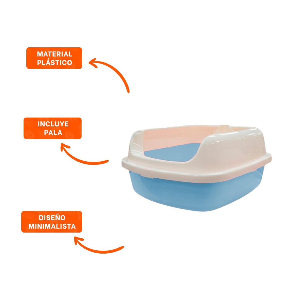 CAJA RESISTENTE PARA ARENA CON PALA CERNIDORA 41,5X15X29CM CELESTE YSTICKY - 5