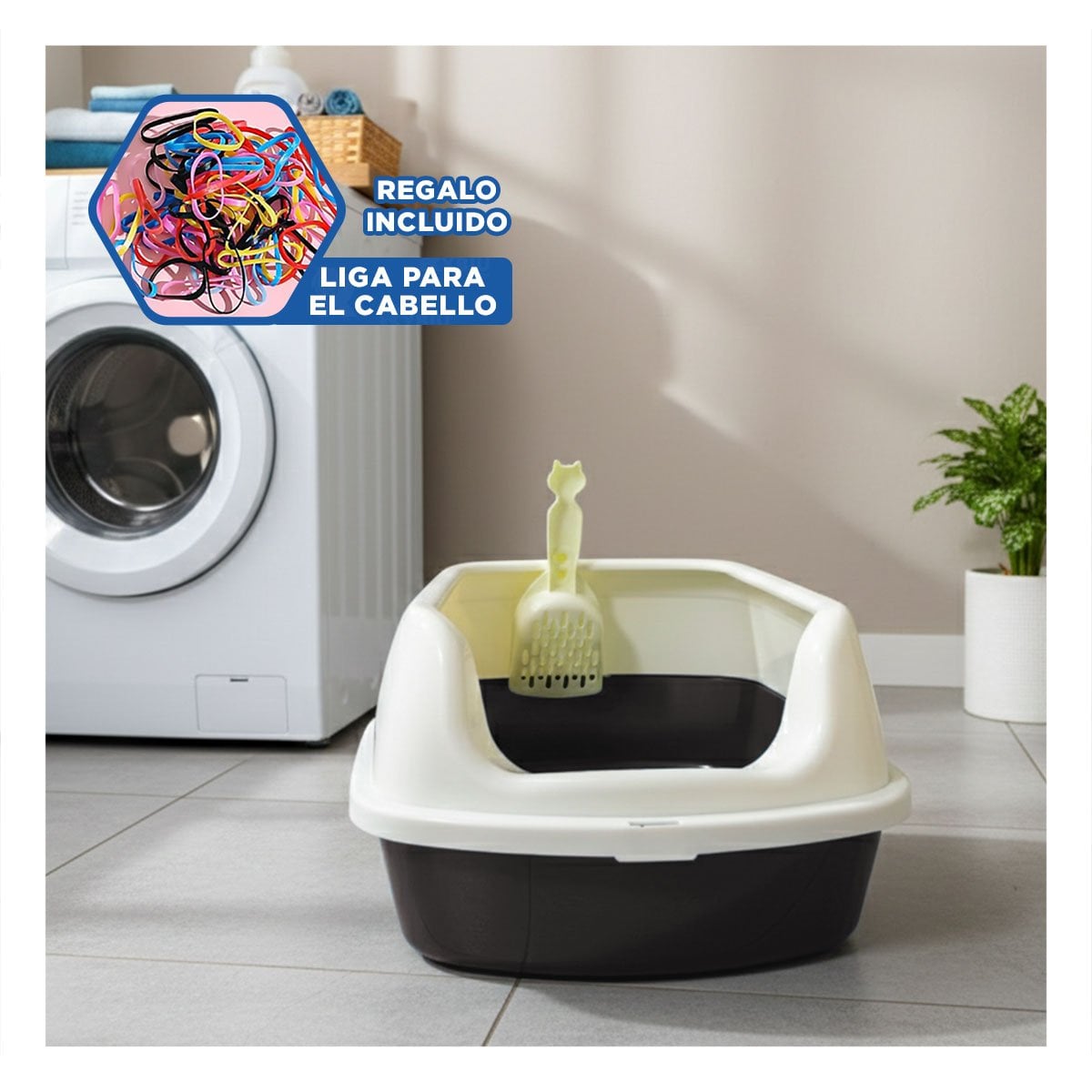BANDEJA PARA ARENA DE GATO SEMI ALTA 49,5X24X39CM PLOMO OSCURO YLIGAS REGALO - 2