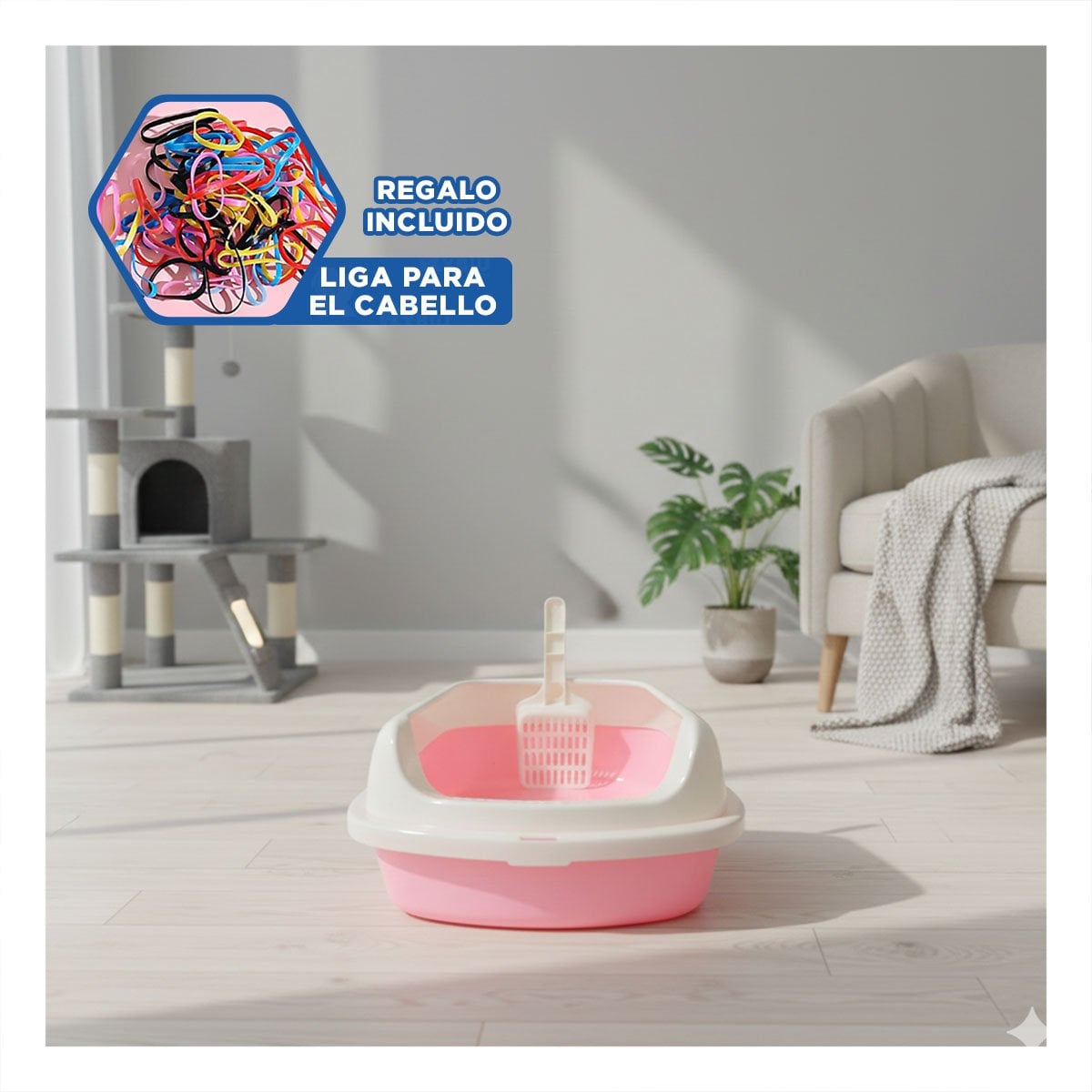 ARENERO FUNCIONAL DE FACIL LIMPIEZA 41,5X15X29CM ROSADO YLIGAS REGALO - 2