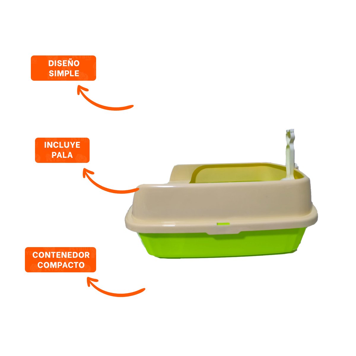 ARENERO ABIERTO PARA USO DIARIO DE GATOS CON PALA VERDE LIMÓN YSTICKY - 5