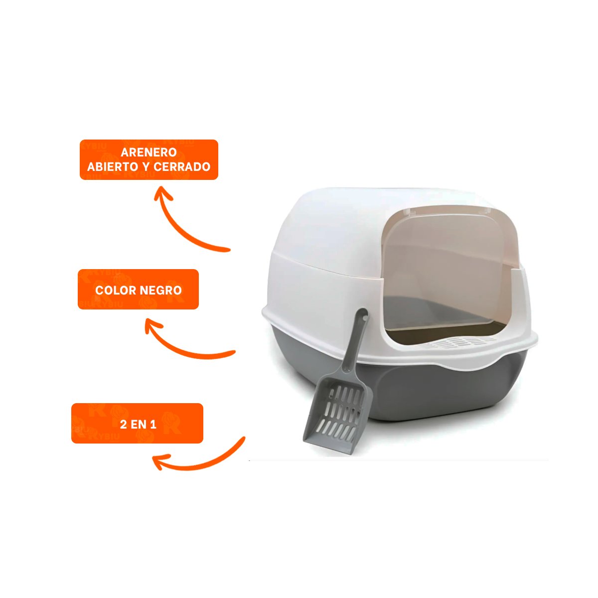 RECIPIENTE SANITARIO ABIERTO Y CERRADO 2 EN 1 PARA GATO NEGRO PRACTICO Y DURABLE YSTICKY - 5