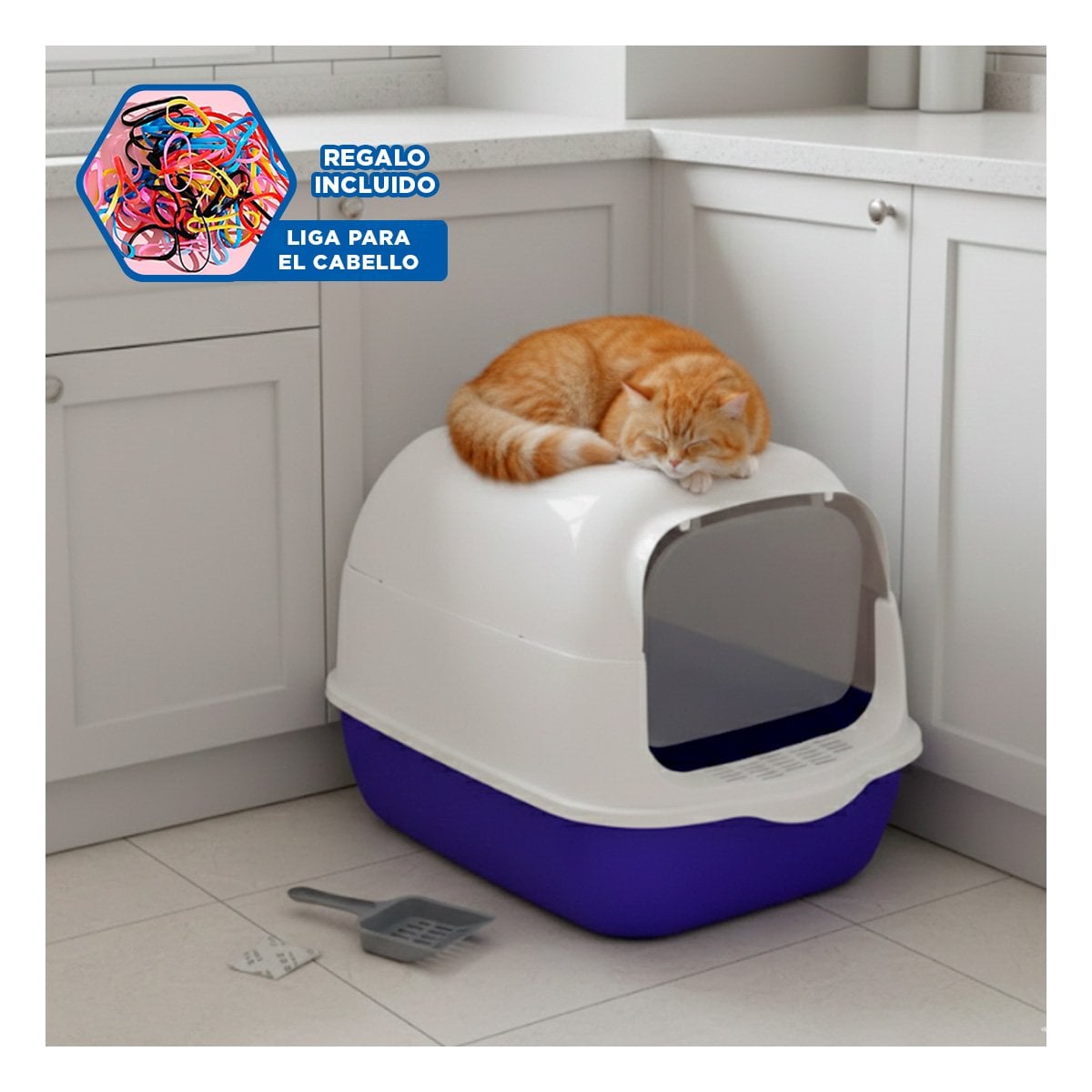 MODULO PARA GATO ABIERTO Y CERRADO 2 EN 1 AZUL CM CON FORMA AMPLIA Y ESTABLE YLIGAS REGALO - 2