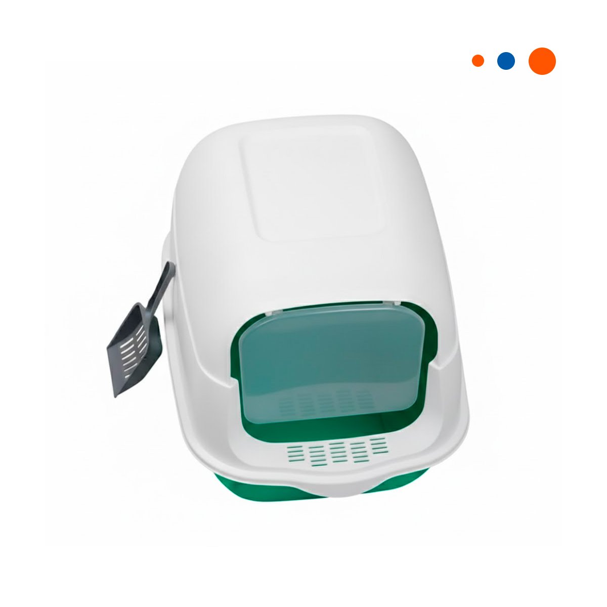 ARENERA MODERNA ABIERTA Y CERRADA 2 EN 1 PARA GATO EN TONO VERDE YREGALO STICKER - 1