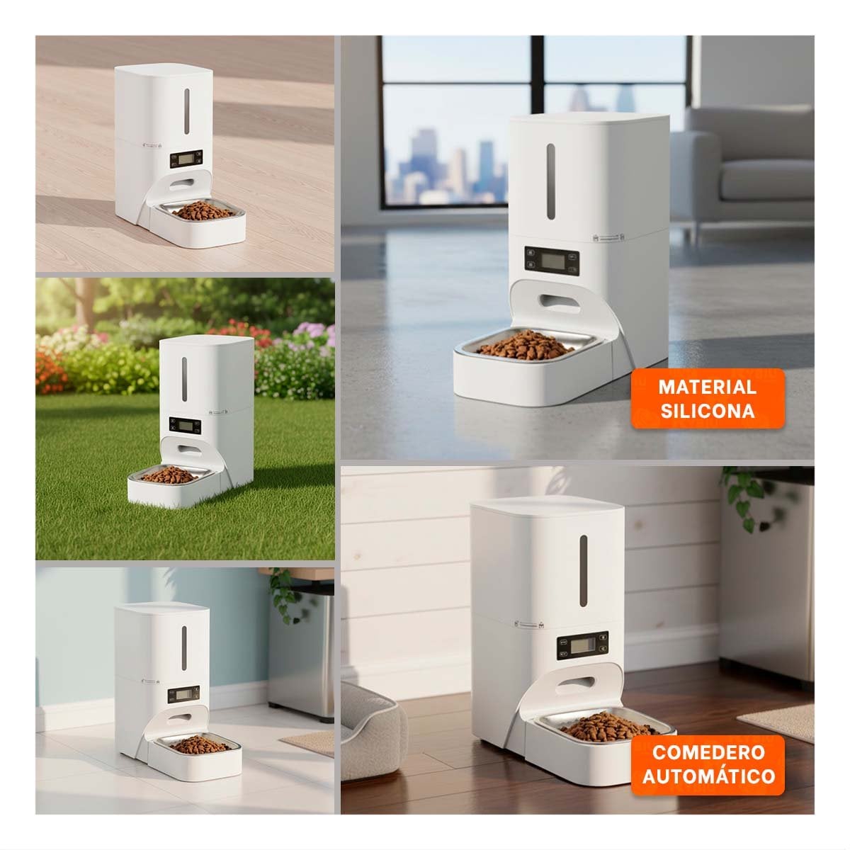 COMEDERO CON TEMPORIZADOR QUE FACILITA ALIMENTACION 4L BLANCO YPAPEL REGALO - 3
