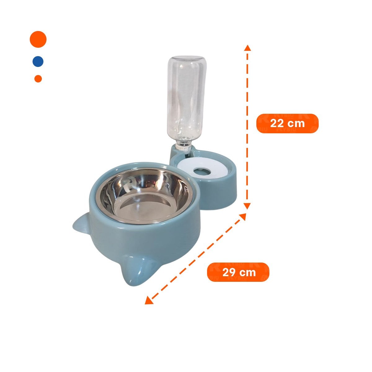 PACK4 ESTRUCTURA DE ALIMENTACION 2 EN 1 CON OREJITAS PARA MASCOTA CELESTE - 4