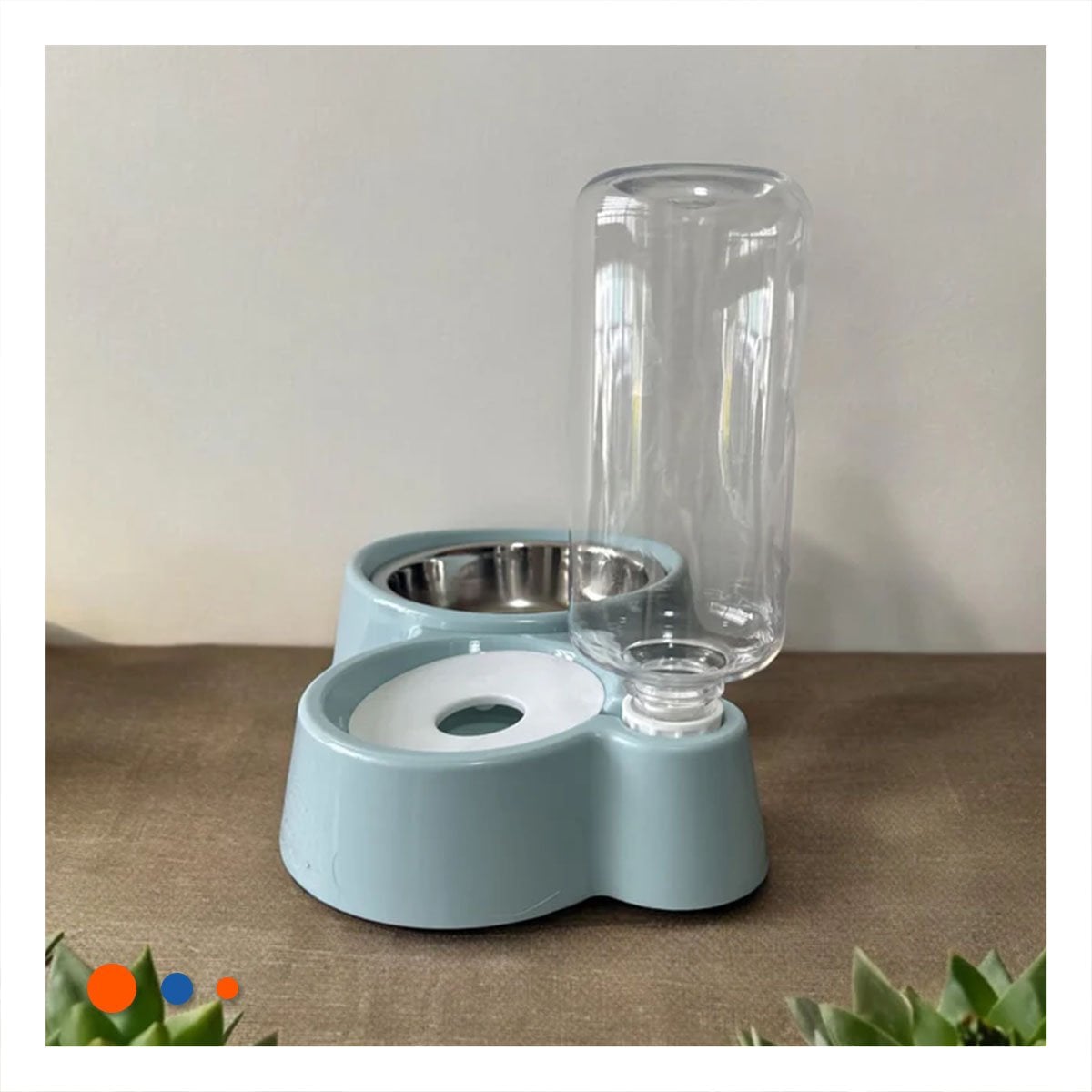 PACK4 ESTRUCTURA DE ALIMENTACION 2 EN 1 CON OREJITAS PARA MASCOTA CELESTE - 5