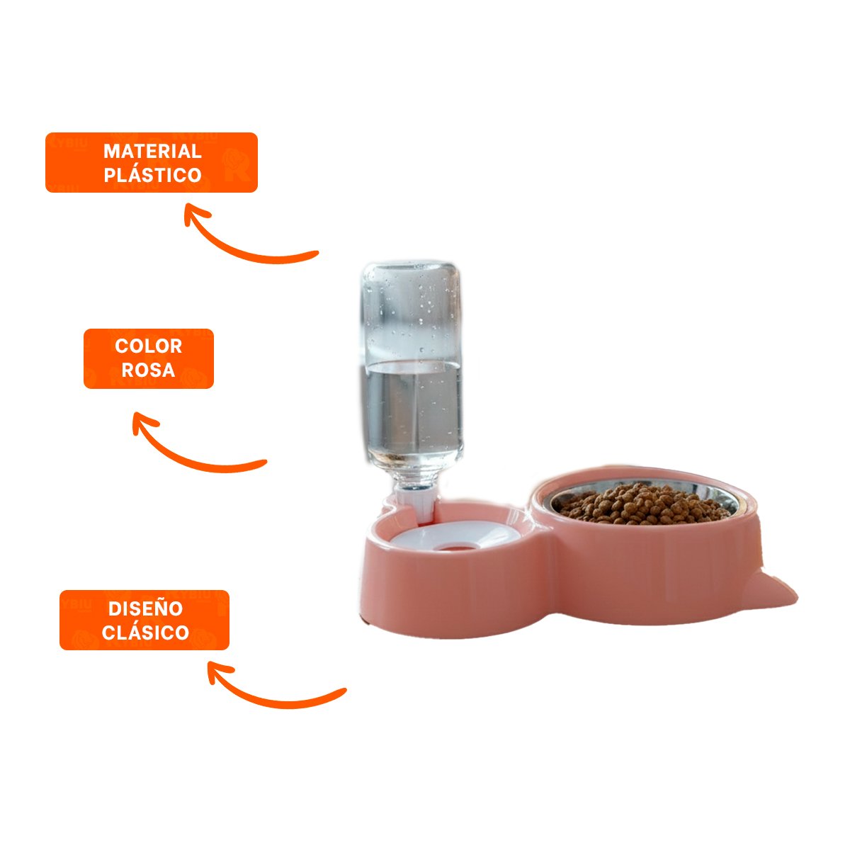 SISTEMA DE ALIMENTACION 2 EN 1 CON OREJITAS PARA MASCOTA EN CASA ROSADO YSTICKY - 5
