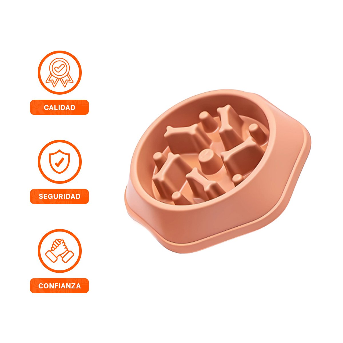 RECIPIENTE CREATIVO PARA DIVERSION MASCOTAS TIPO HUESITOS EXAGONAL NARANJA YSTICKY - 5