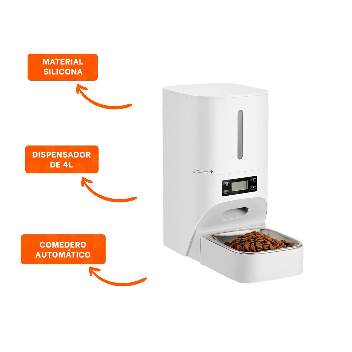 COMEDERO PARA ALIMENTACION PROGRAMADA DE PERROS 4L BLANCO YSTICKY - 5