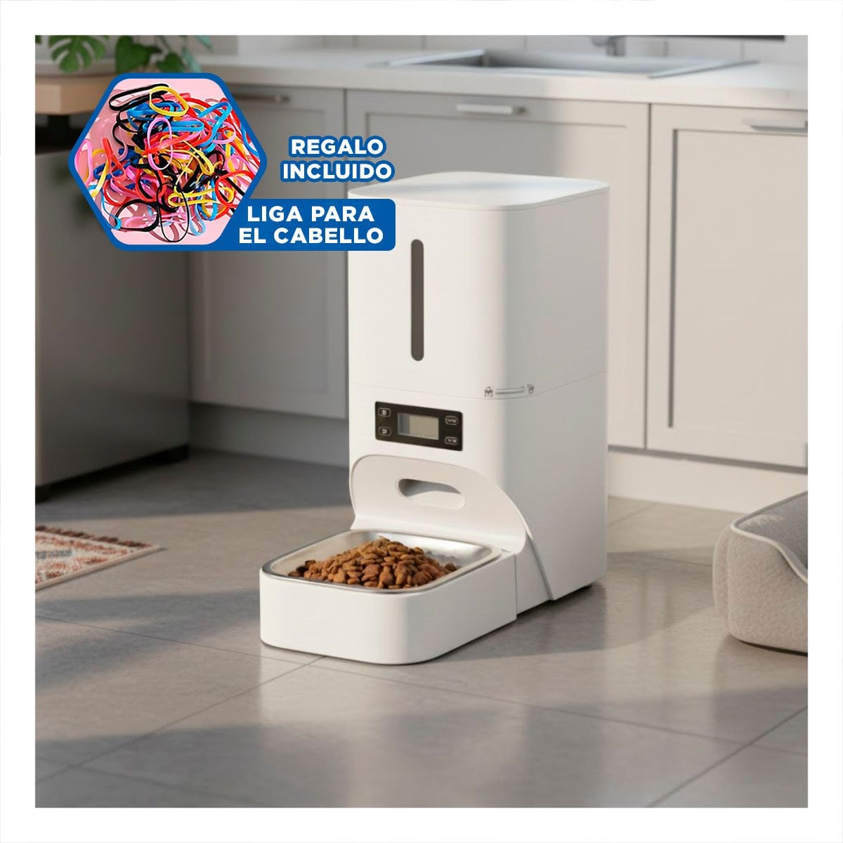 COMEDERO AUTOMATICO QUE CONTROLA RACIONES 4L BLANCO YLIGAS REGALO - 2
