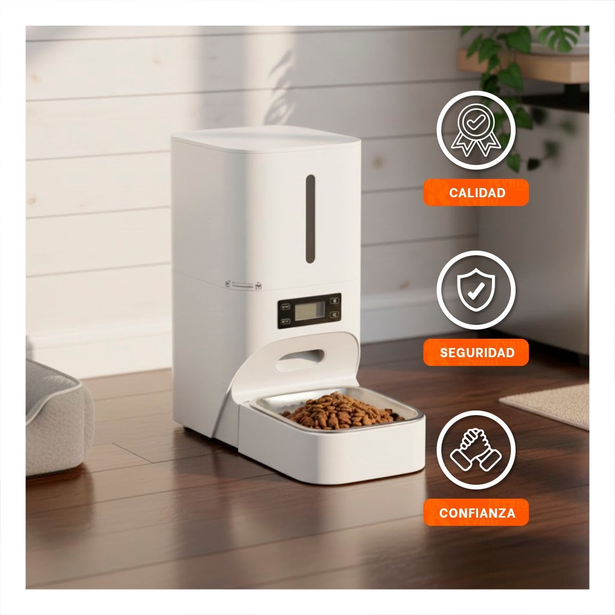 COMEDERO AUTOMATICO PARA PERROS Y GATOS 4L BLANCO - 1