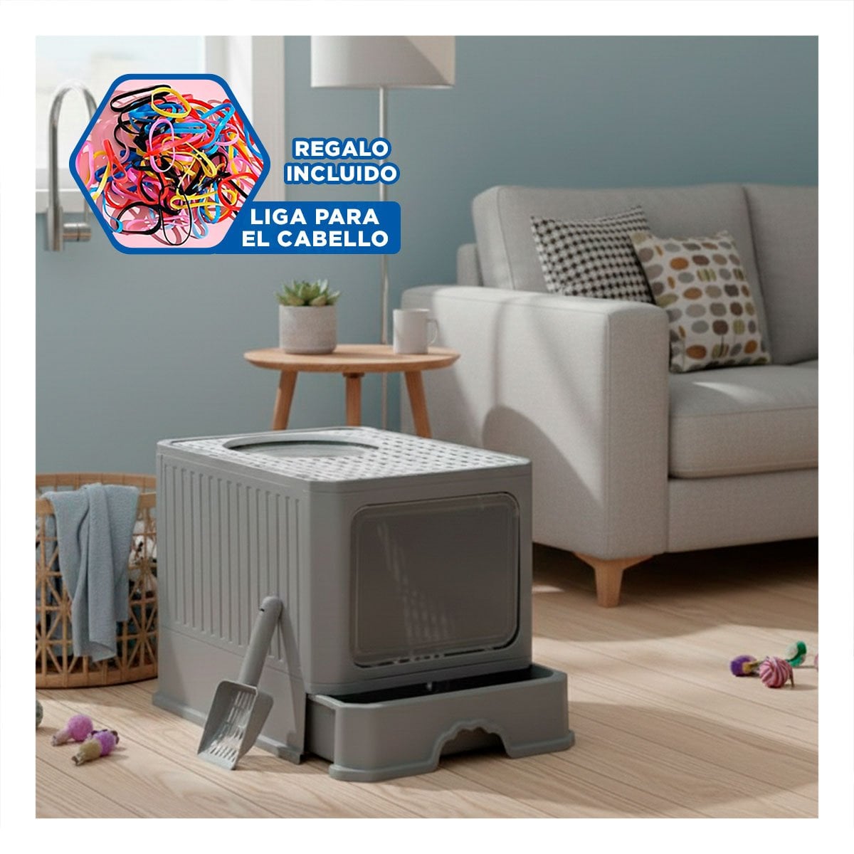 MODULO SANITARIO CERRADO TIPO CUBO GARRITA PARA GATO HOGAR EN PLOMO RESISTENTE YLIGAS REGALO - 2