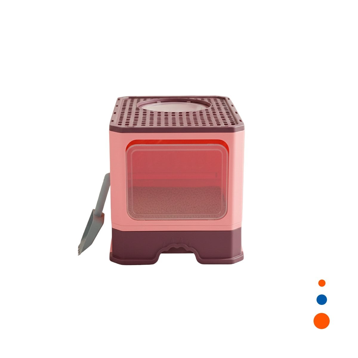 ARENERA CERRADA TIPO CUBO PARA GATO MARCA GARRITA EN COLOR ROSADO YREGALO STICKER - 1